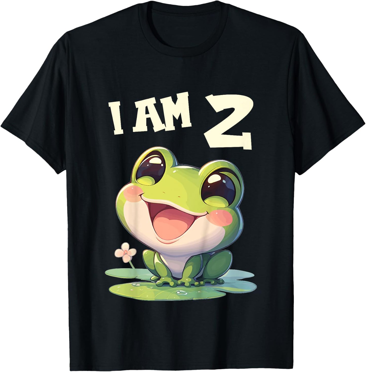 Kids 2 Years old 2 birthday Frogs Boy Girl Frog T-Shirt - T-Shirt | Black