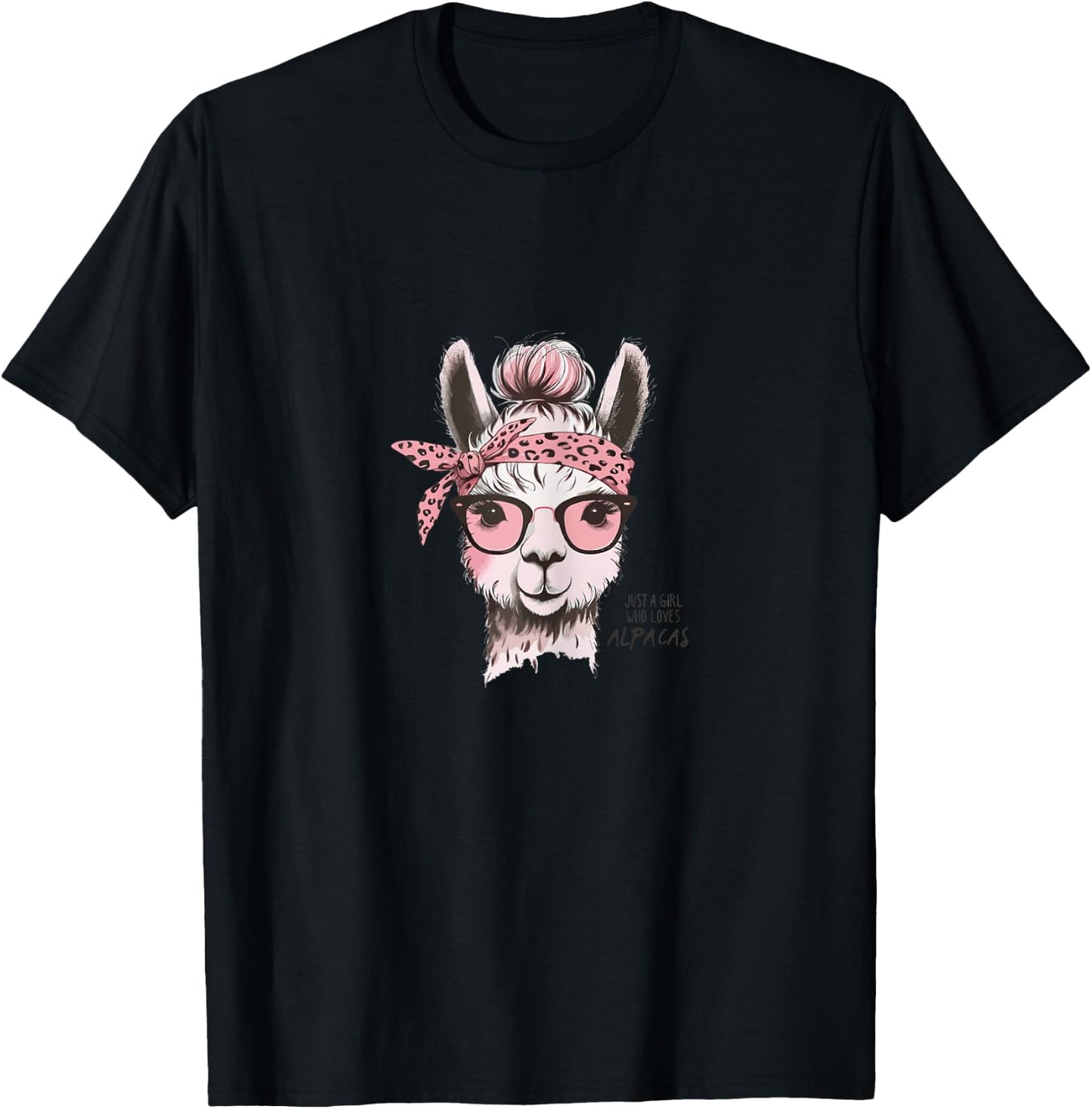 Stylish Alpaca with Glasses - Grey, Women, Alpaca Lovers, Leisure Enthusiasts, Women, Short Sleeve, XS T-Shirt - T-Shirt | Black