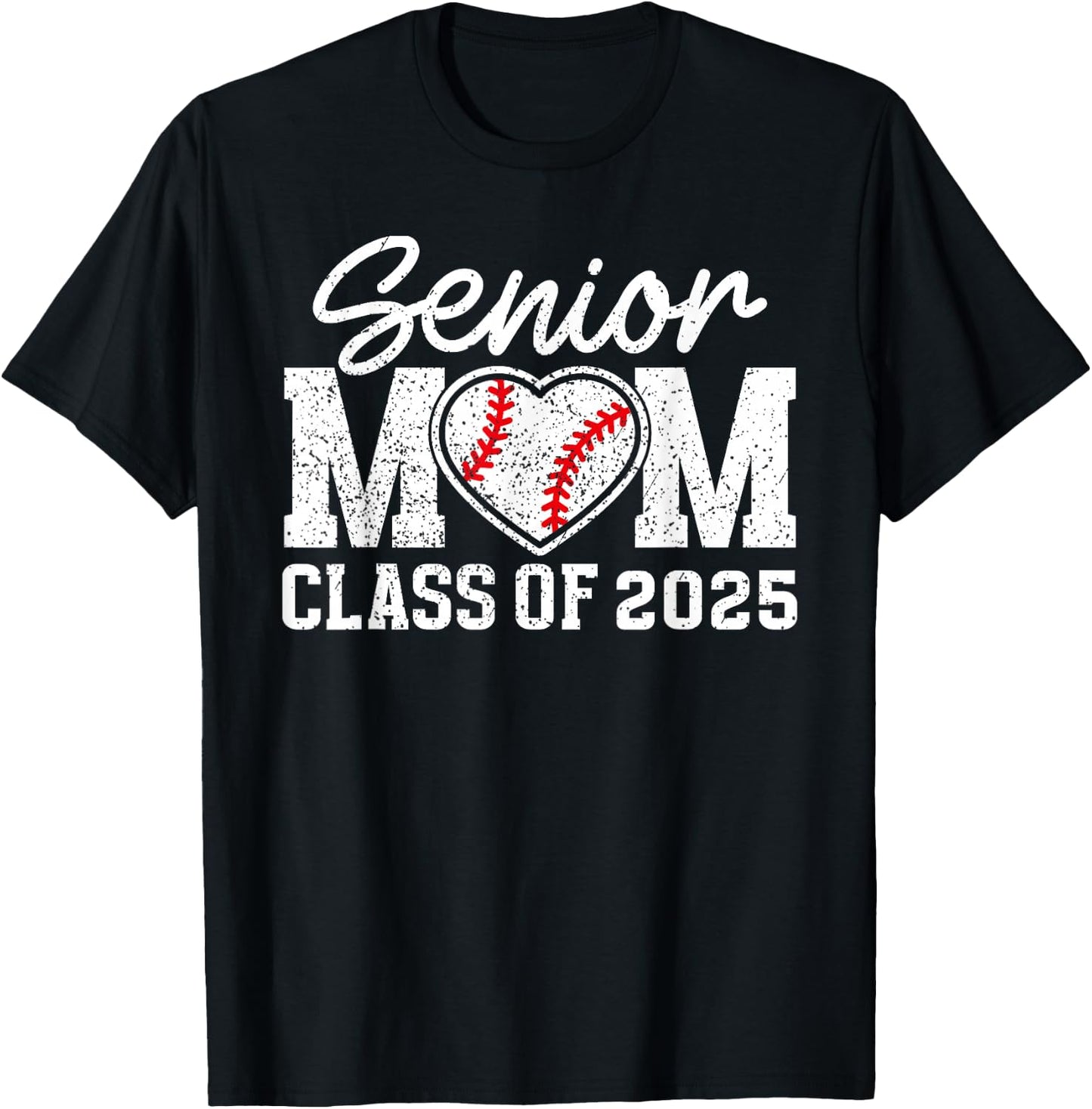 Baseball Senior Mom Class Of 2025 Proud Senior Mama T-Shirt - T-Shirt | Black