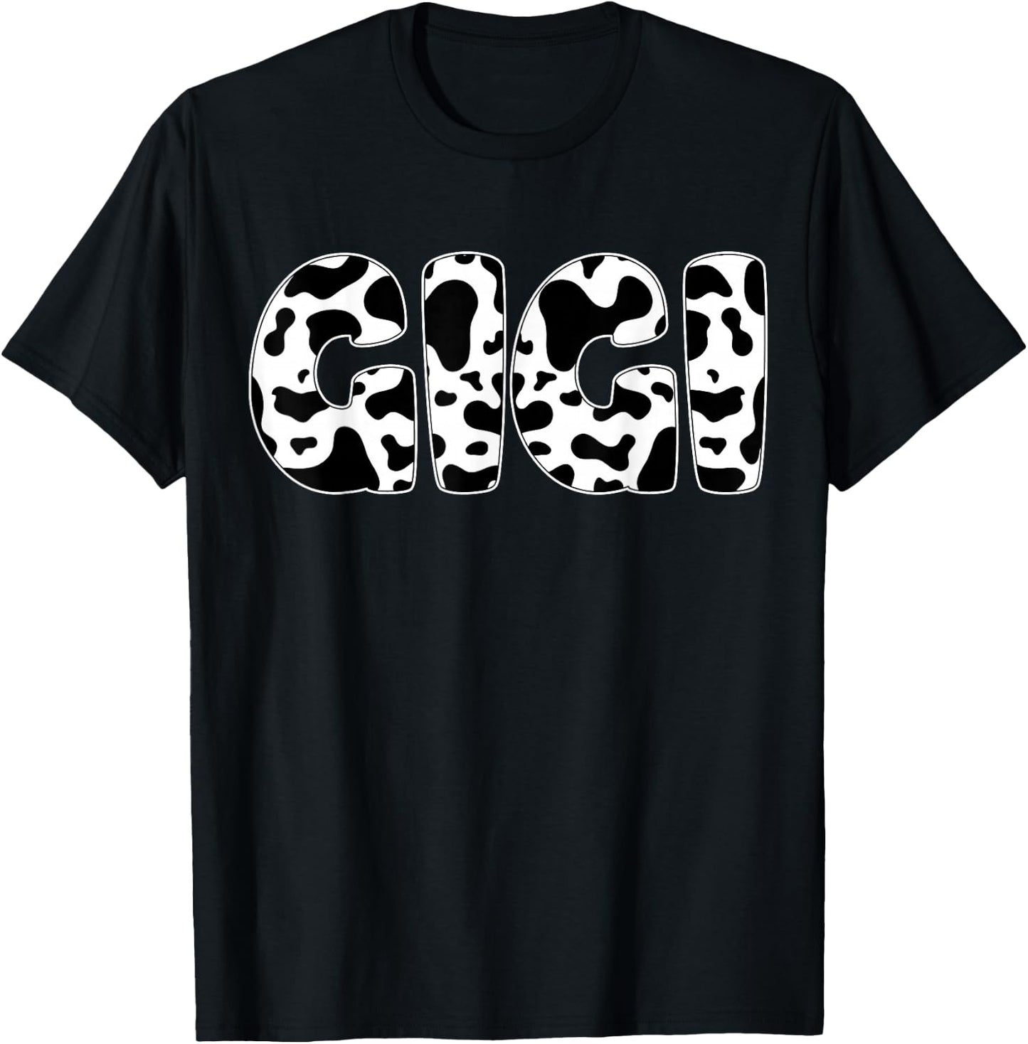 Gigi Cow Print Cow Pattern T-Shirt - T-Shirt | Black