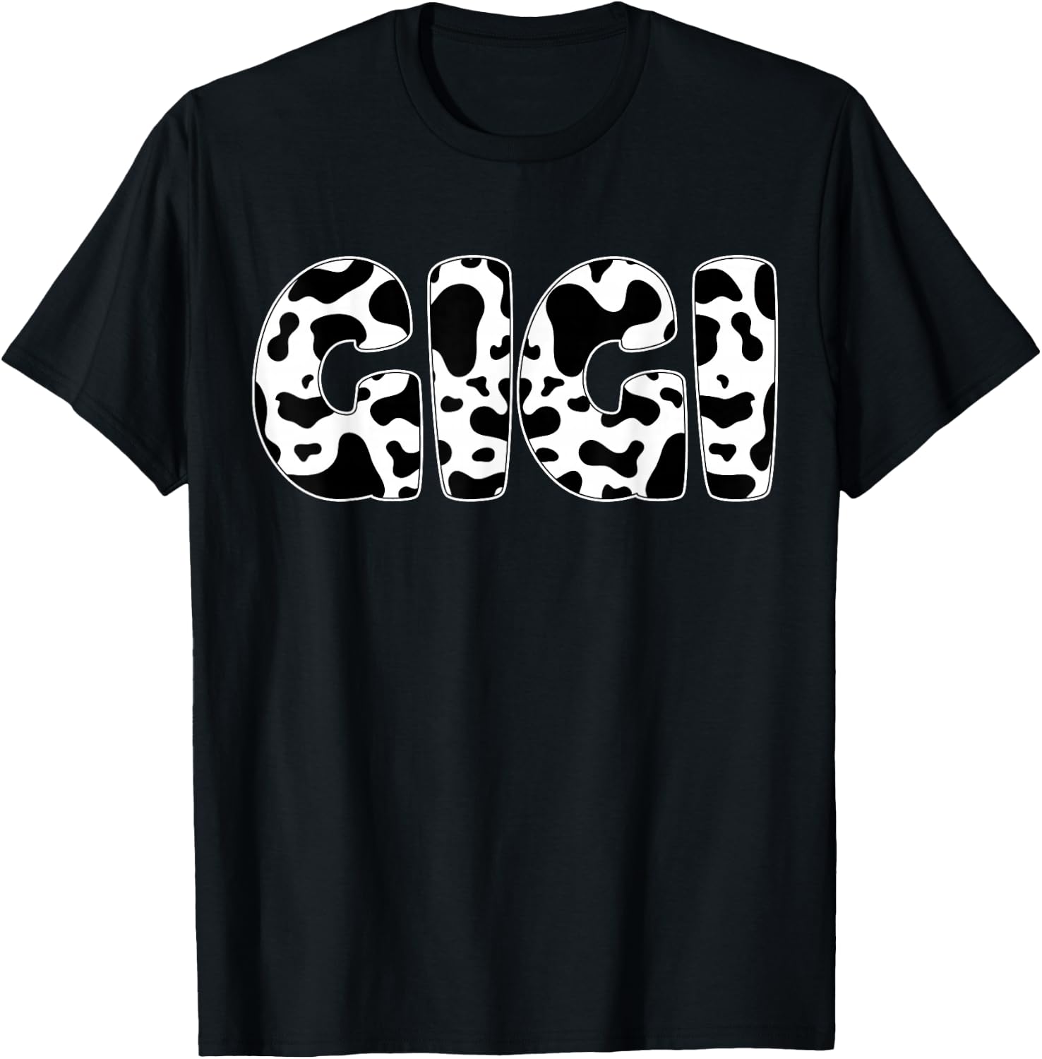 Gigi Cow Print Cow Pattern T-Shirt - T-Shirt | Black