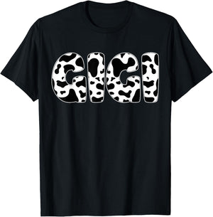 Gigi Cow Print Cow Pattern T-Shirt - T-Shirt | Black