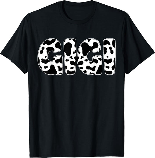 Gigi Cow Print Cow Pattern T-Shirt - T-Shirt | Black