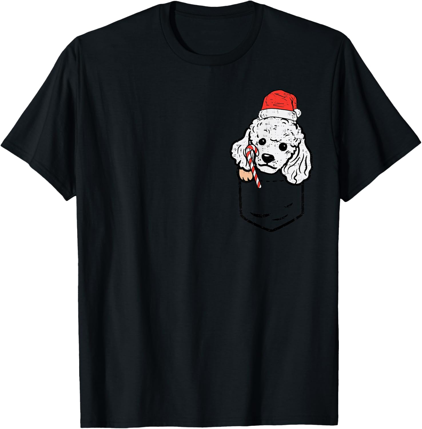 Pocket Poodle Santa Dog Christmas Xmas Men Women T-Shirt - T-Shirt | Black