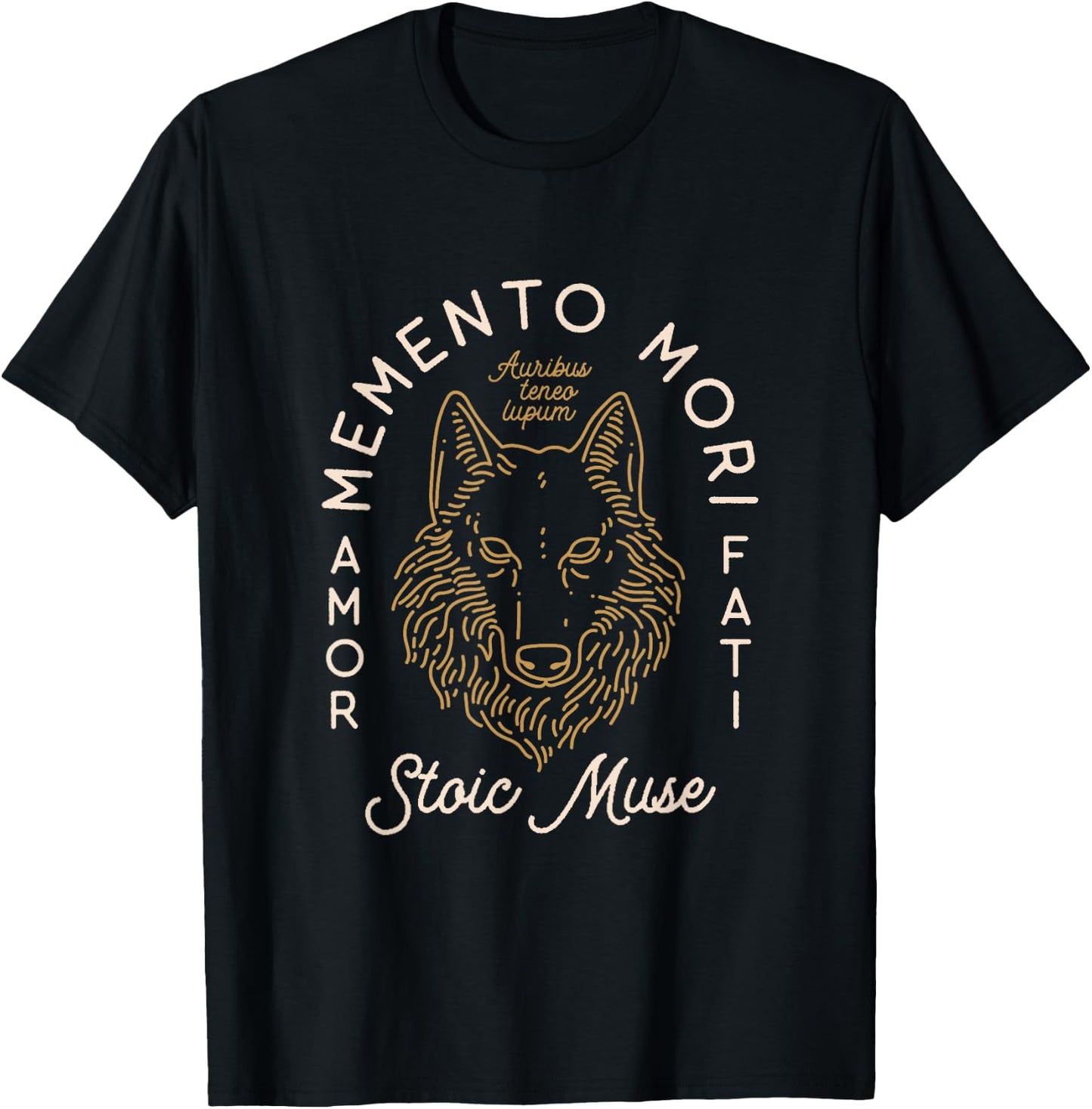 Stoic Quote | Amor Fati | Wolf Graphic T-Shirt - T-Shirt | Black