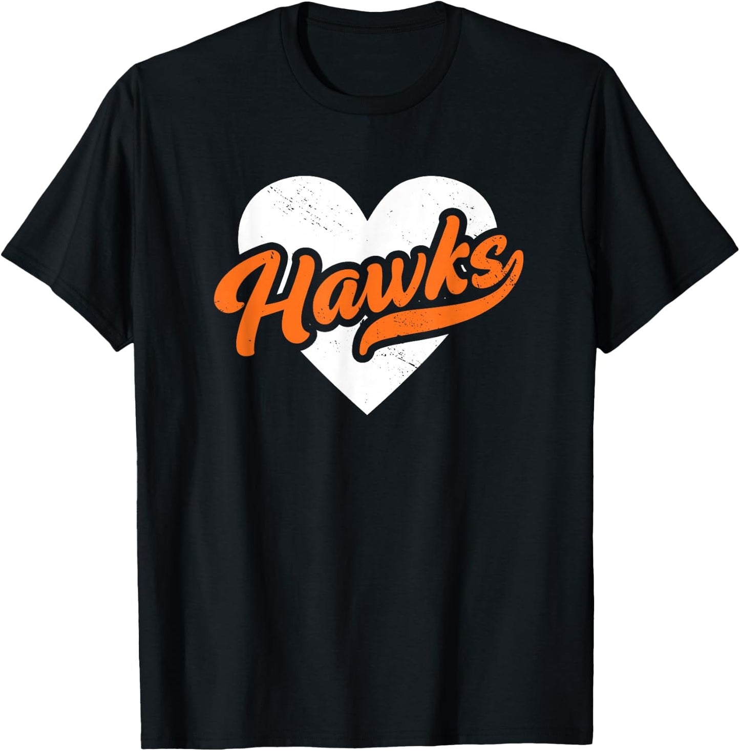 Vintage Hawks High School Go Hawks Pride Heart T-Shirt - T-Shirt | Black