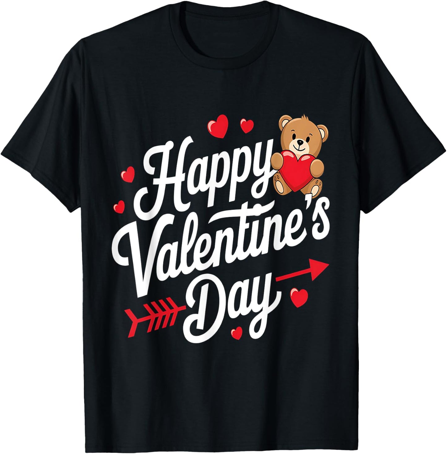 Happy Valentines Day Shirts Women Teddy Bear Cute Valentine T-Shirt - T-Shirt | Black