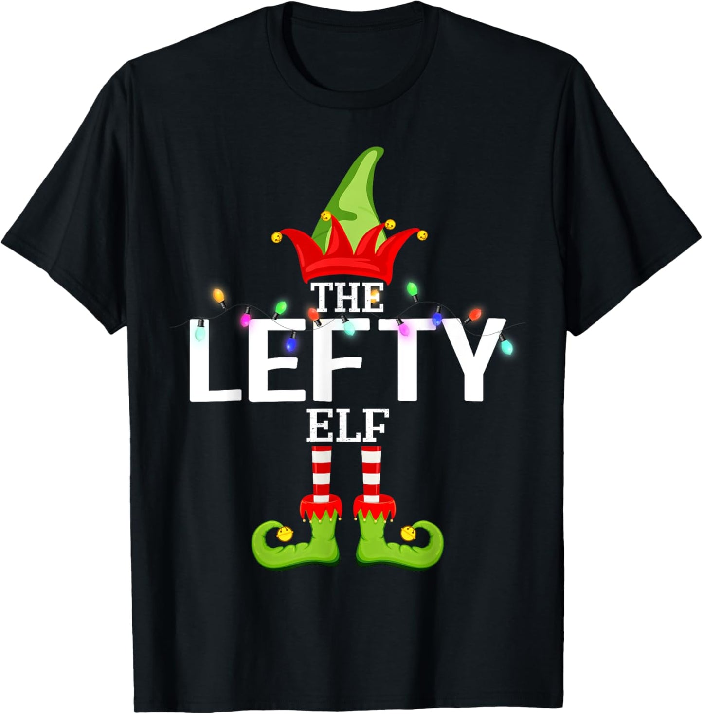 The Lefty Elf Christmas Matching Pajamas T-Shirt - T-Shirt | Black