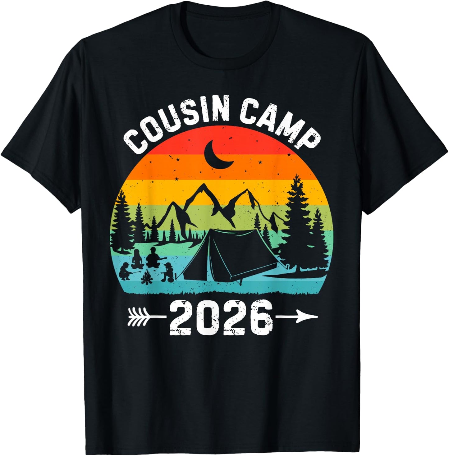 Cousin Camp 2026 Friends Camping Family Vacation Matching T-Shirt - T-Shirt | Black