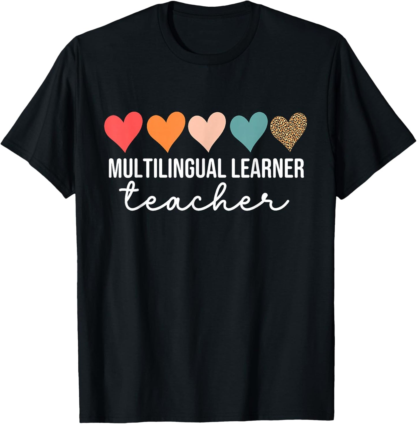 Multilingual Learner Teacher Leopard Multilingual Learners T-Shirt - T-Shirt | Black