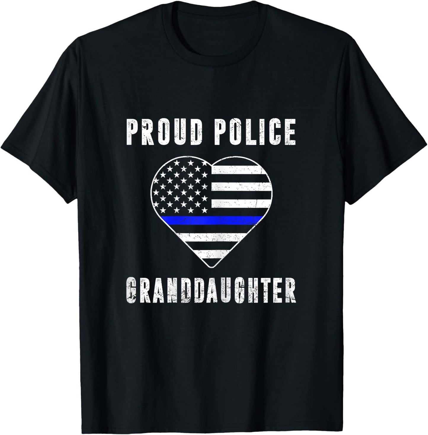 Proud Police Granddaughter Thin Blue Line Family Matching T-Shirt - T-Shirt | Black