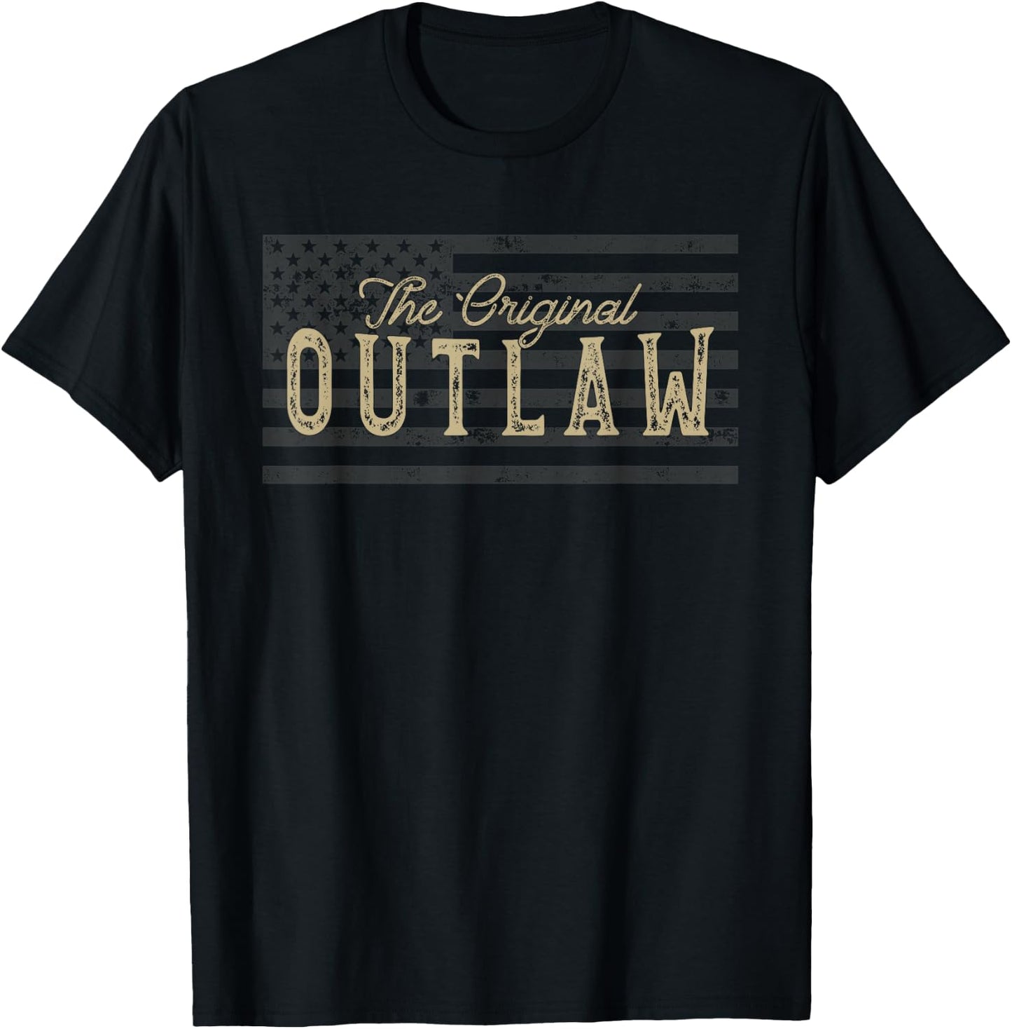 Vintage American Flag Outlaw T-Shirt - T-Shirt | Black