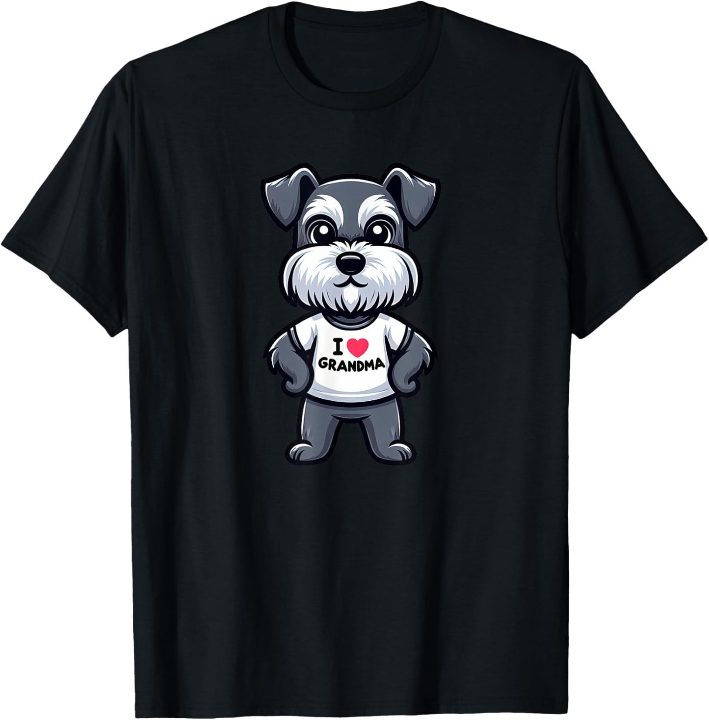 Schnauzer I Love Grandma Funny Dog Grandmother T-Shirt - T-Shirt | Black