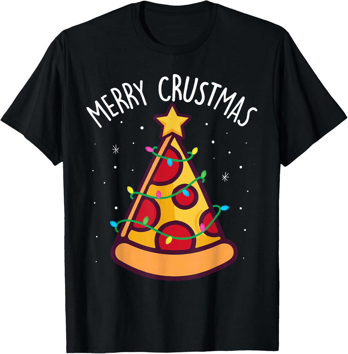 Funny Merry Crustmas Pizza Christmas Tree Kids Toddler Sleep T-Shirt - T-Shirt | Black