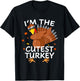 cutest Turkey Matching Outfit Thanksgiving Pajamas Family T-Shirt - T-Shirt | Black