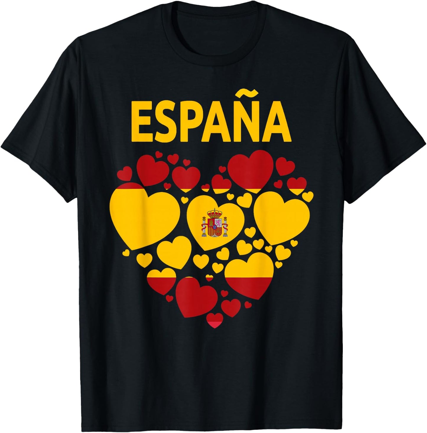 Spanische Flagge Herz Idee für Damen & Kinder Spanien Flagge Outfit T-Shirt - T-Shirt | Black