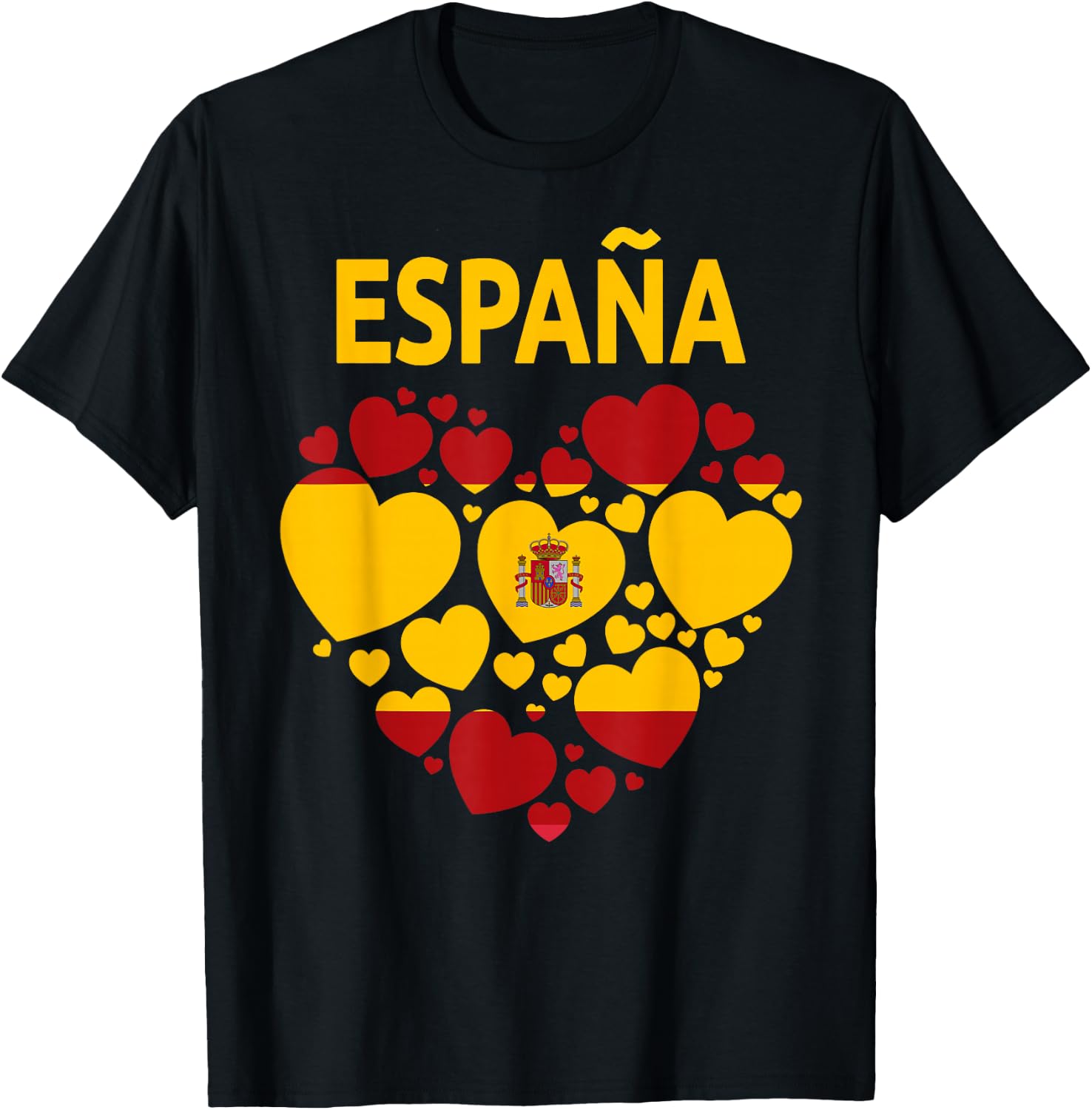 Spanische Flagge Herz Idee für Damen & Kinder Spanien Flagge Outfit T-Shirt - T-Shirt | Black
