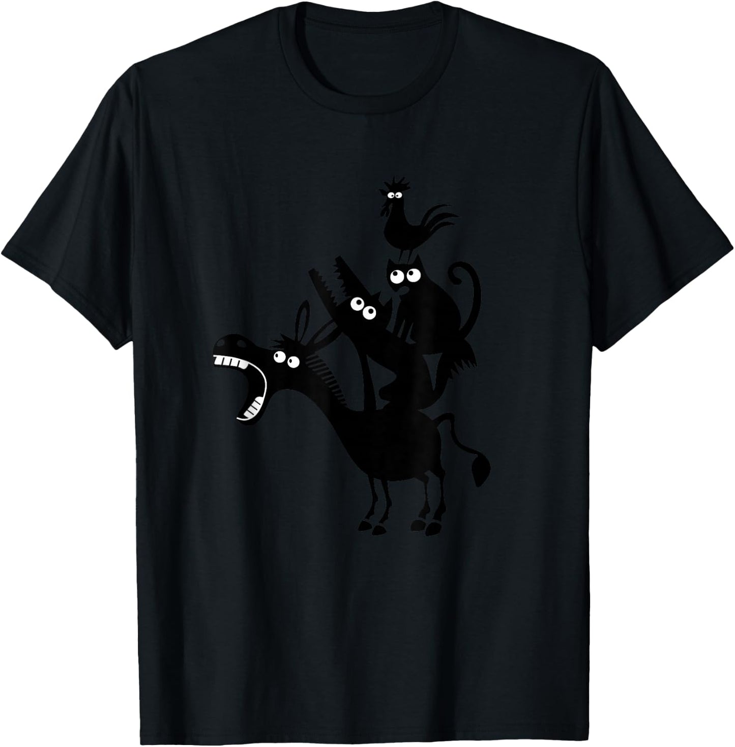 Cool Town Musicians of Bremen Illustration Graphic Designs T-Shirt - T-Shirt | Black