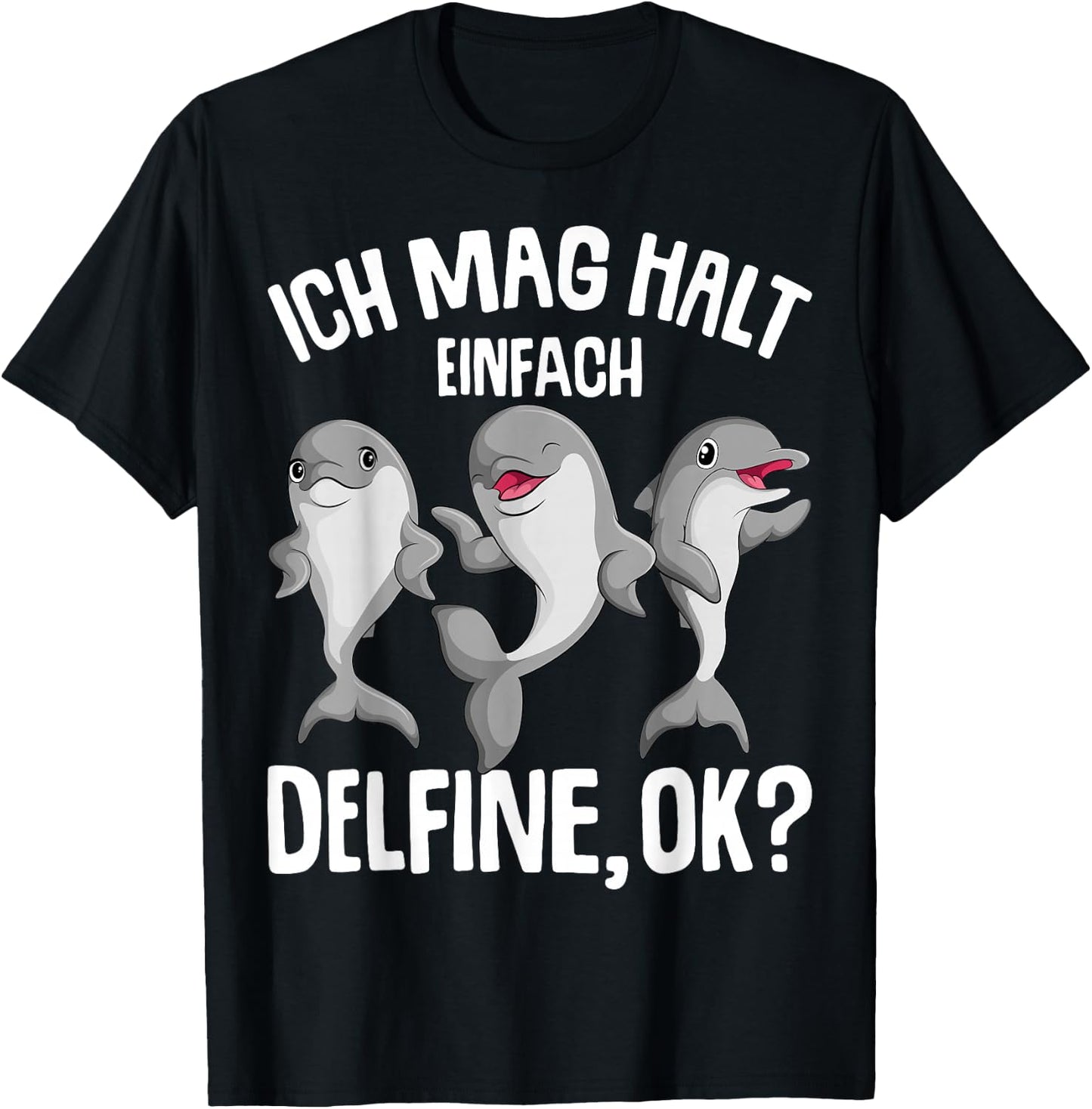 Ich mag halt dolphin girls' children's , black, s T-Shirt - T-Shirt | Black