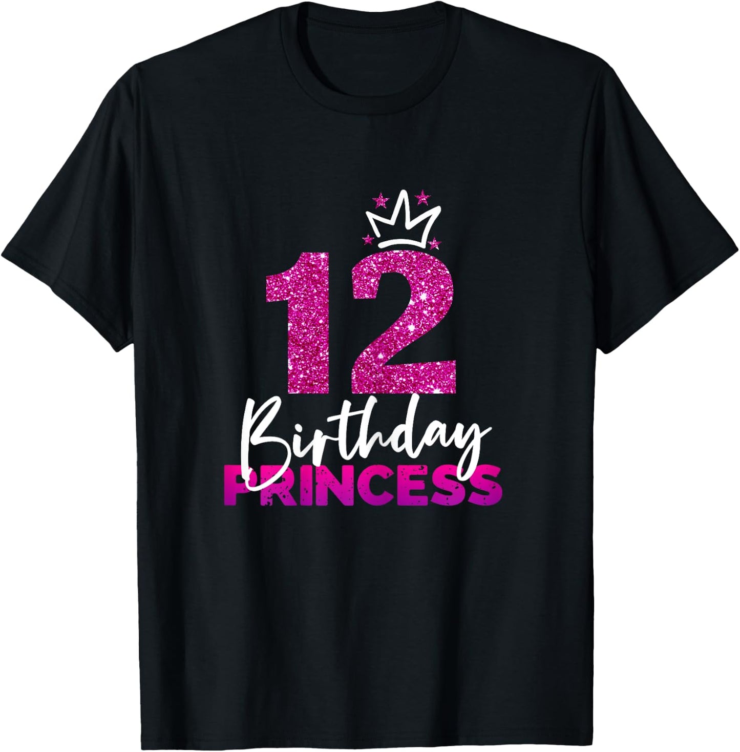 12th Birthday Princess Gift 12th Birthday , black T-Shirt - T-Shirt | Black