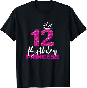 12th Birthday Princess Gift 12th Birthday , black T-Shirt - T-Shirt | Black