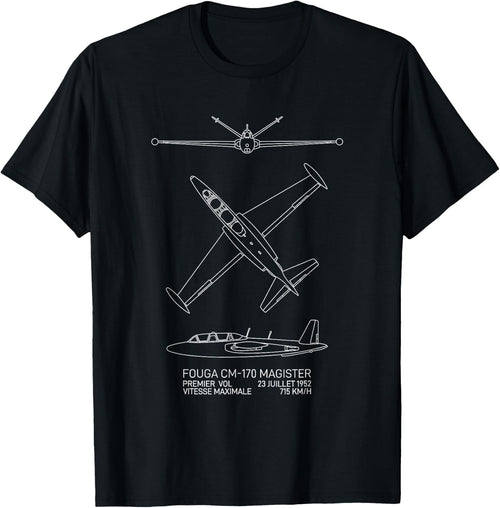 French jet plans Fouga CM-170 Magister , Black, S