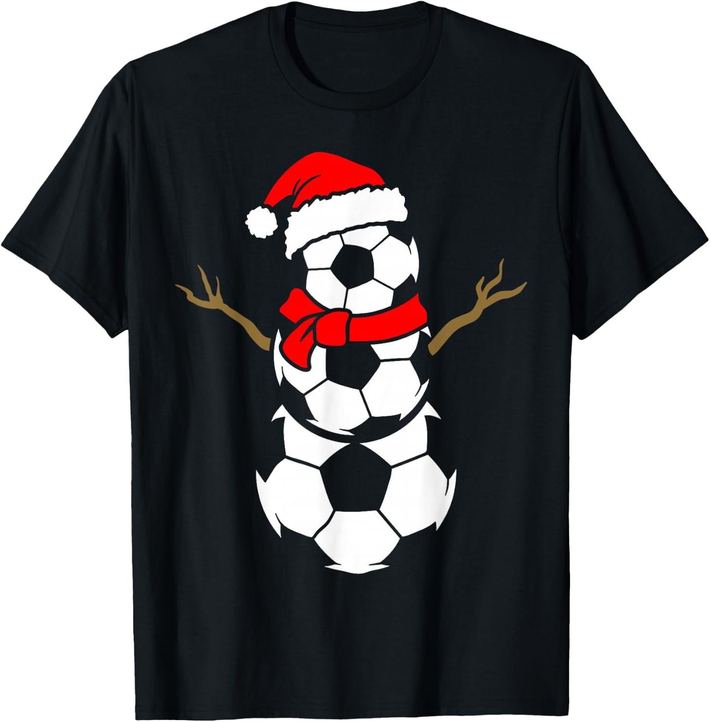 Christmas Soccer Santa Claus Snowman Ball Player Pajama T-Shirt - T-Shirt | Black