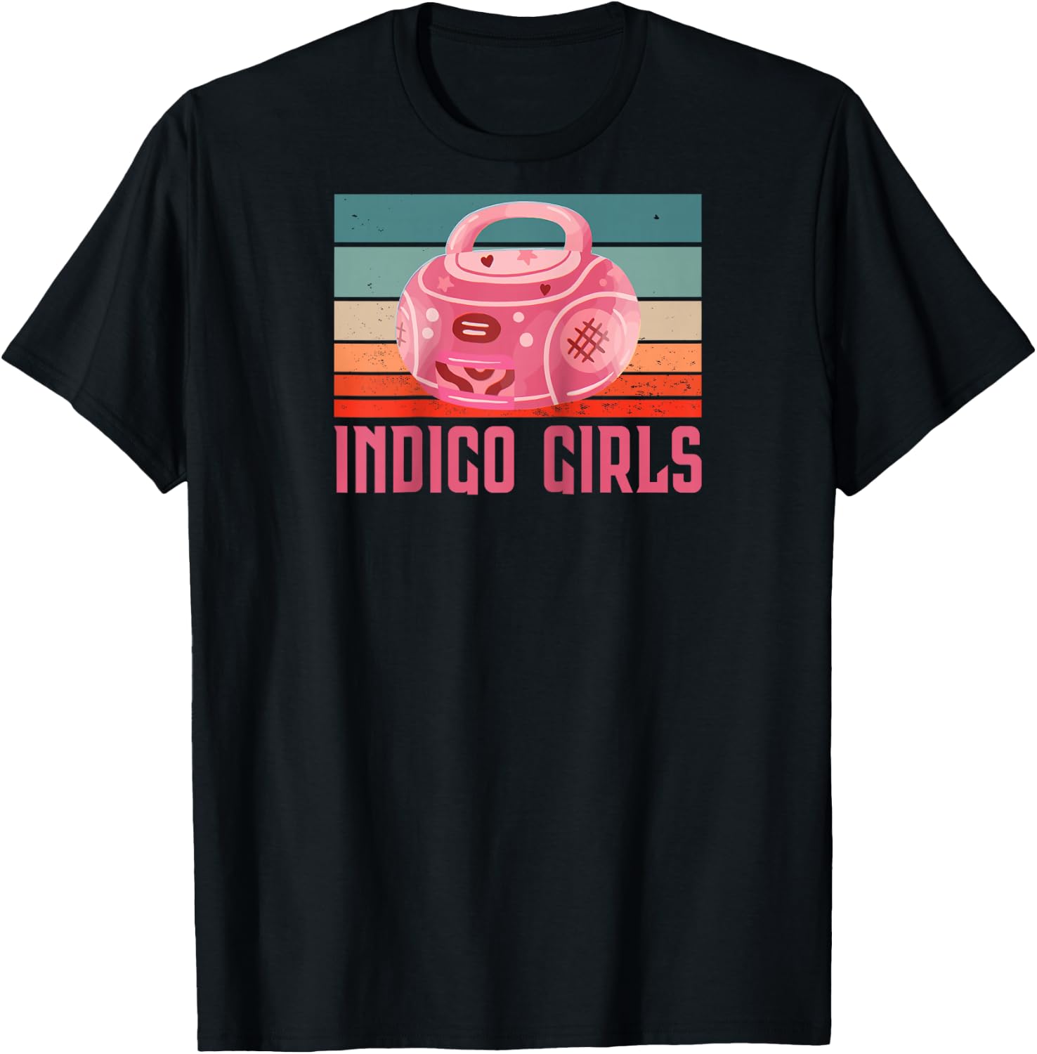 Indigo Girls Vintage Boombox Raglan Baseball T-Shirt - T-Shirt | Black