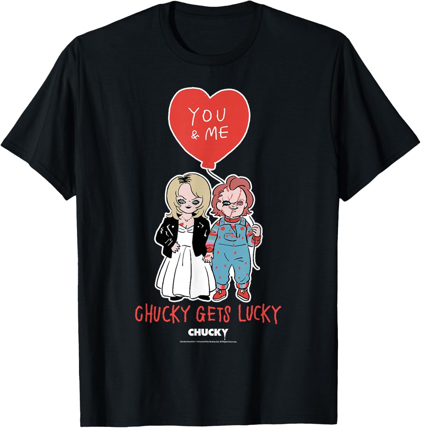 Chucky & Tiffany Chucky Gets Lucky Valentine T-Shirt - T-Shirt | Black