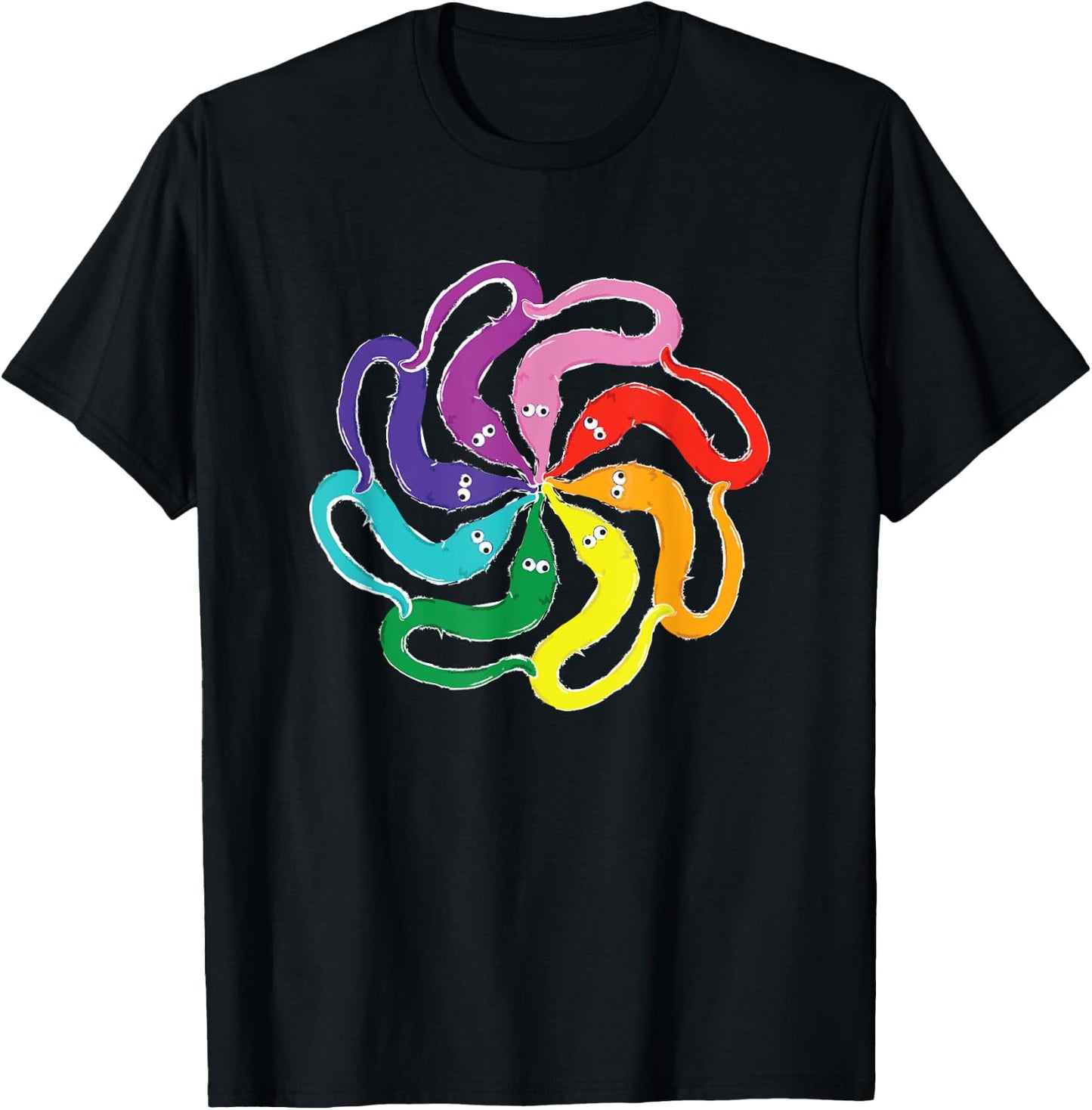 Funny Fuzzy Worm on a String Meme Rainbow Mandala T-Shirt - T-Shirt | Black
