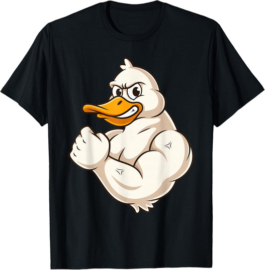 Muscular Duck Bodybuilder T-Shirt - T-Shirt | Black