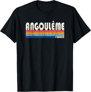 Retro Vintage 70s 80s Style Angouleme, France T-Shirt - T-Shirt | Black