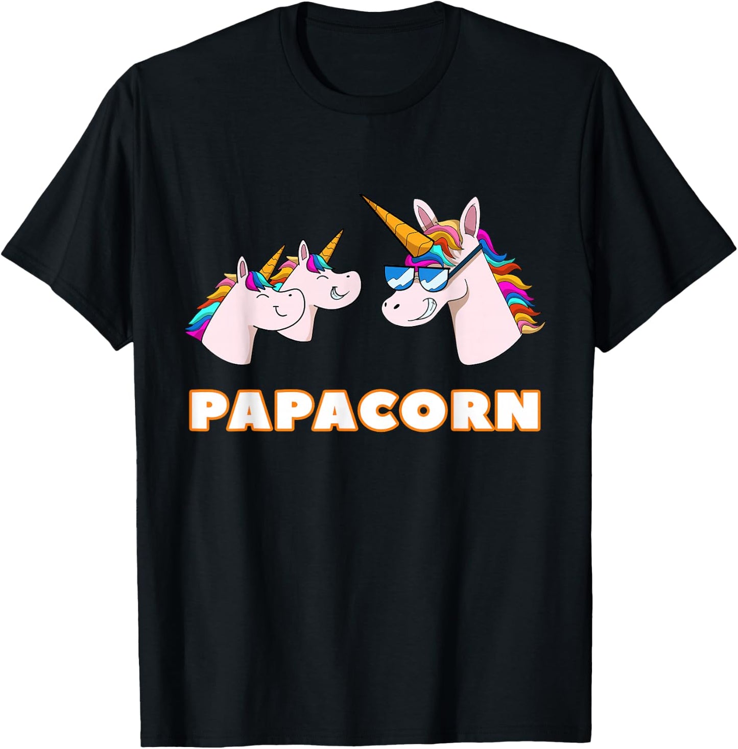 Papacorn Papa 2 Children's Dad Father Unicorn Father's Day , black T-Shirt - T-Shirt | Black