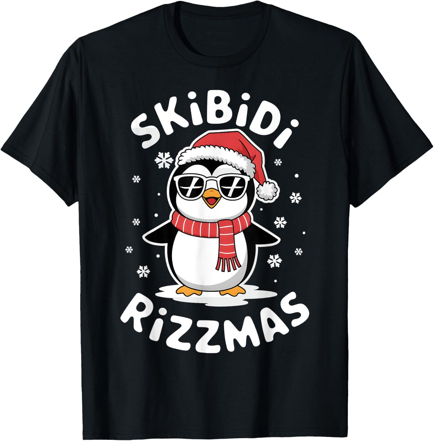 Skibidi Rizzmas Funny Christmas Christmas Season Penguin T-Shirt - T-Shirt | Black