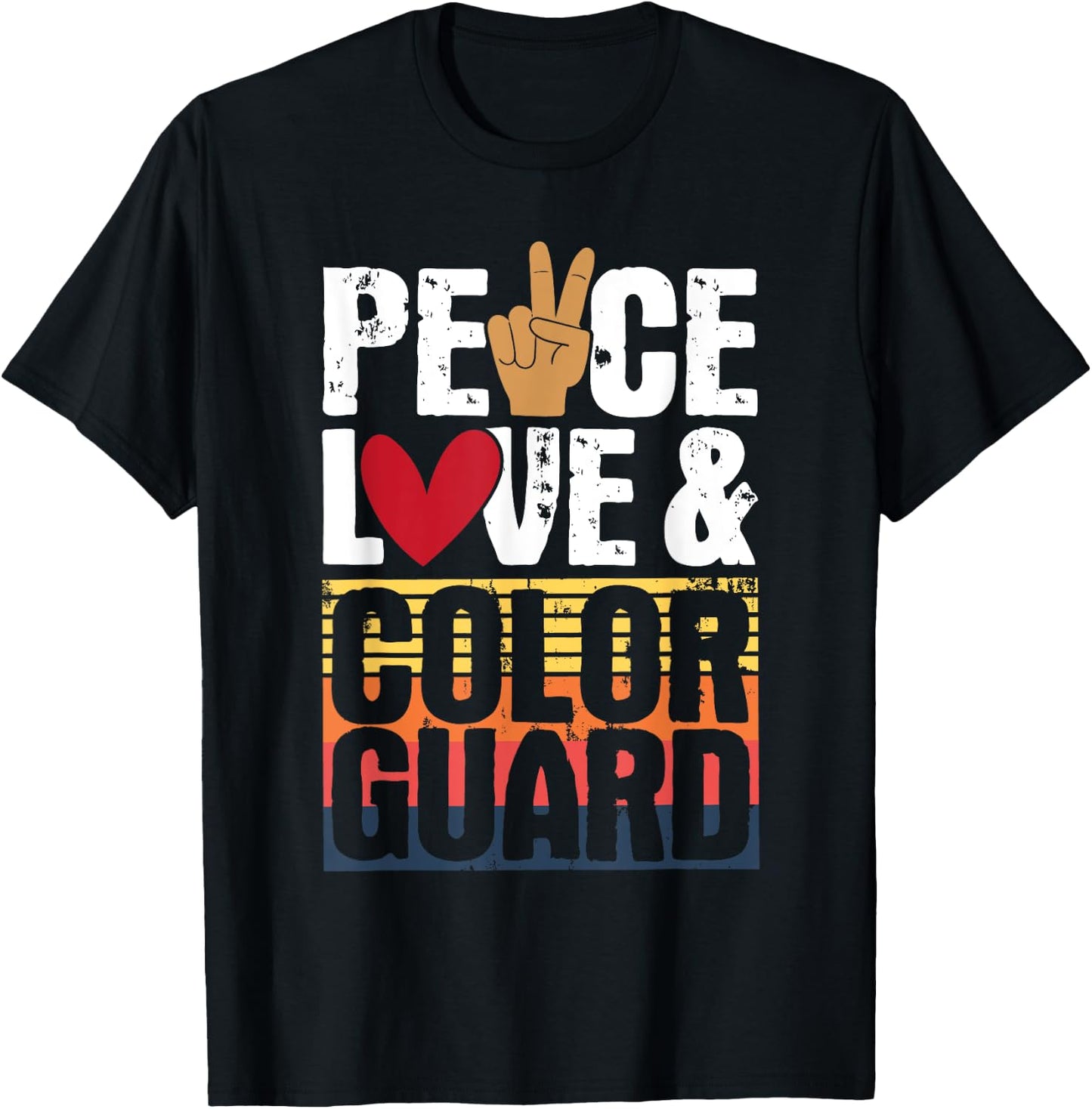 Peace Love & Color Guard - Marching Band Lover Flag Tossing T-Shirt - T-Shirt | Black