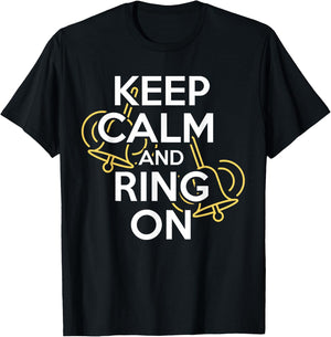 Keep Calm And Ring On Handbell Player Choir Gift T-Shirt - T-Shirt | Black