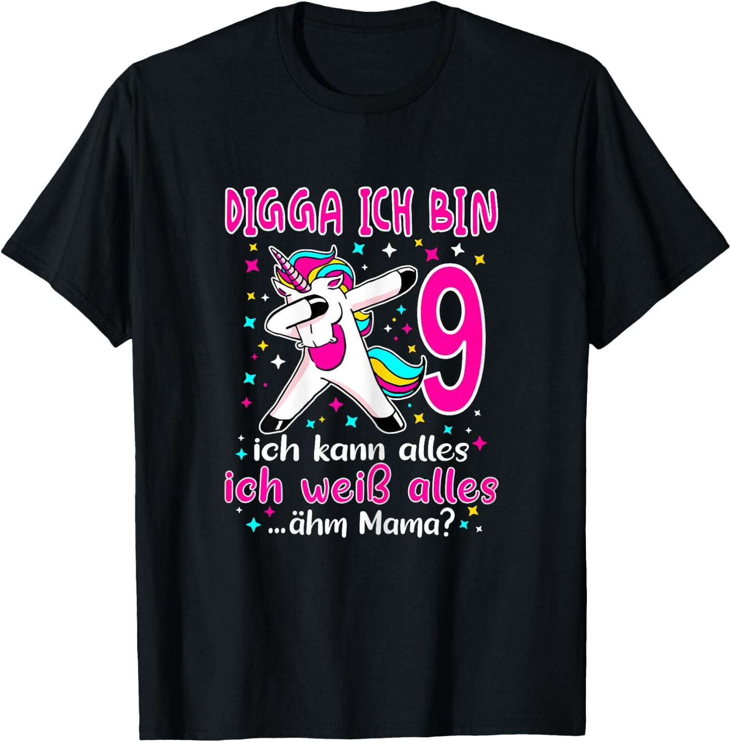 9th Birthday Girl - Digga Ich Bin 9 Years , black T-Shirt - T-Shirt | Black