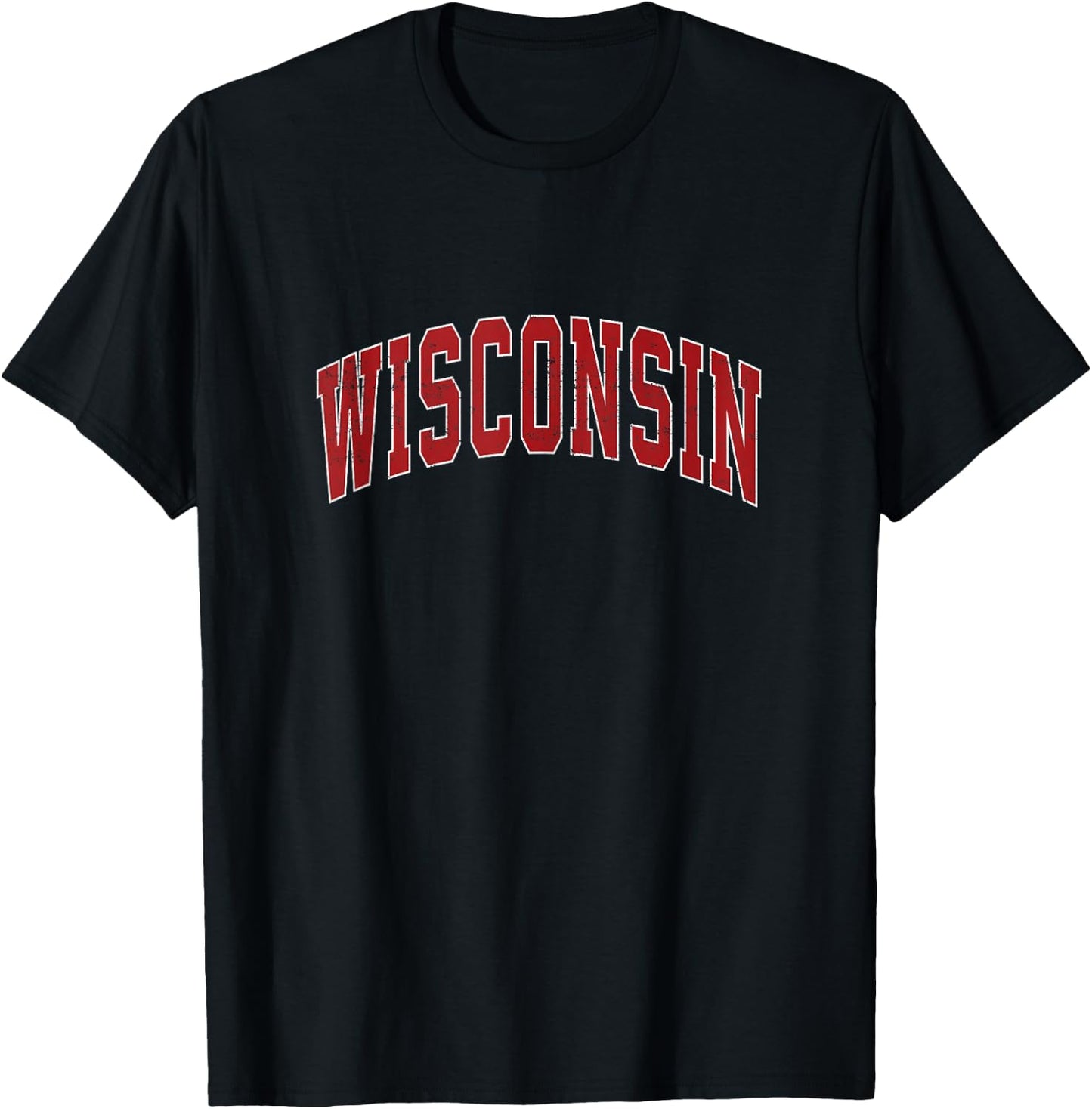 Wisconsin WI Vintage Red Style Gifts Men Women Boy Girl T-Shirt - T-Shirt | Black