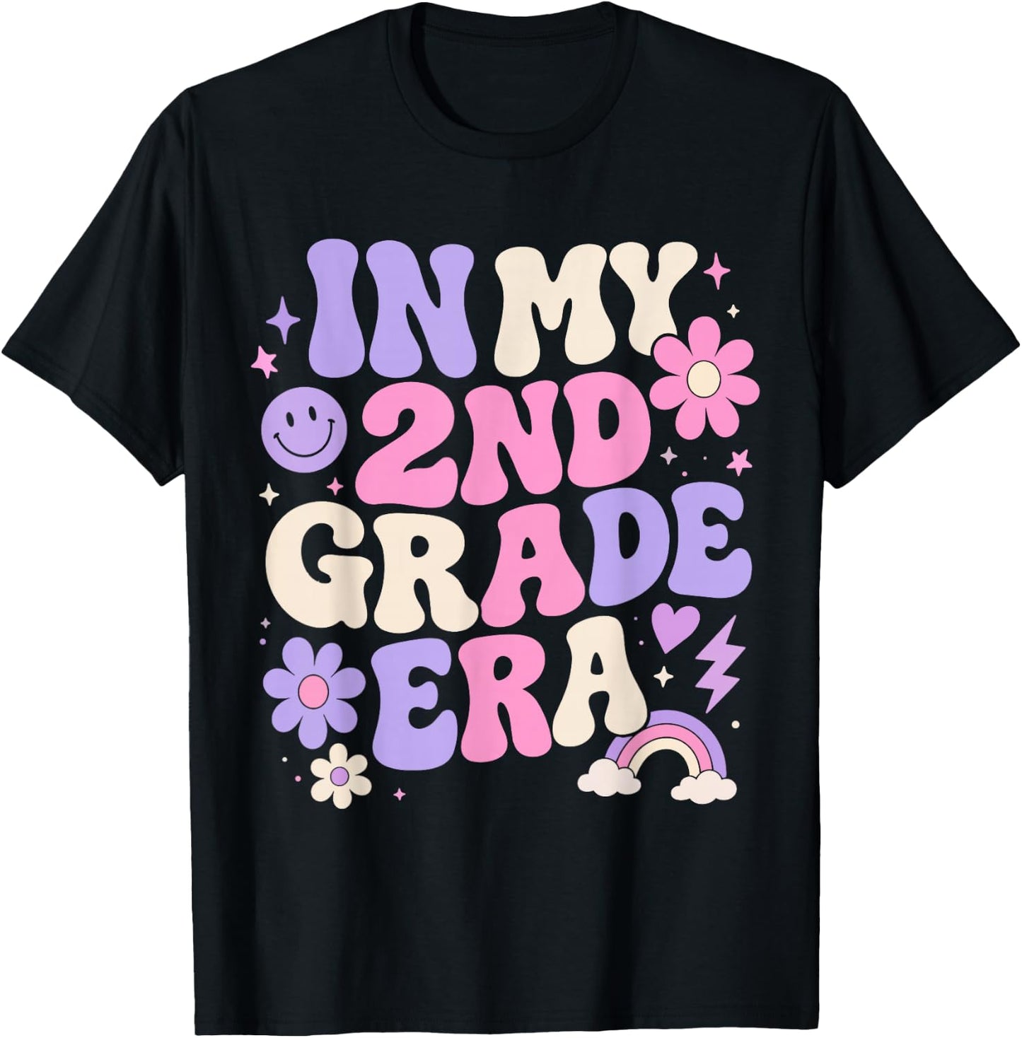 in My Second Grade Era Retro 2nd Grade Back to School T-Shirt - T-Shirt | Black