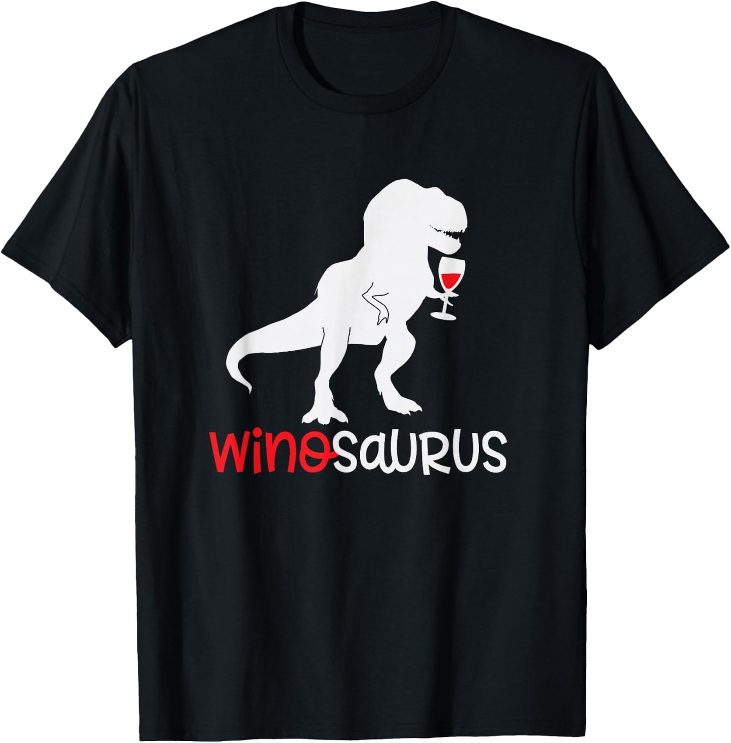 Winosaurus Wino Saur Women Wine Lover Funny Dino Lover Gift T-Shirt - T-Shirt | Black