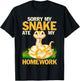 Funny Snakes Sorry My Snake Ate My Homework Python Reptile T-Shirt - T-Shirt | Black