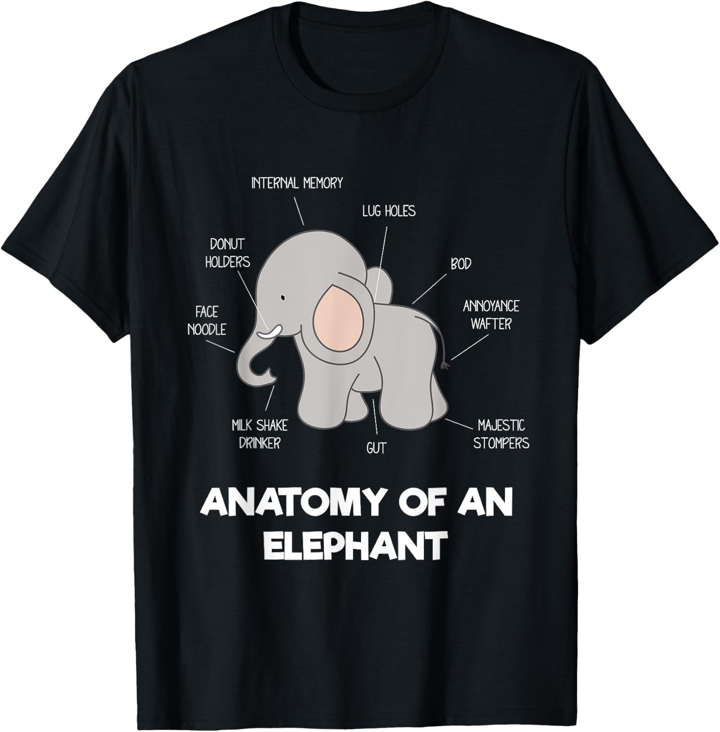 Anatomy Of An Elephant - Funny Body Parts T-Shirt - T-Shirt | Black