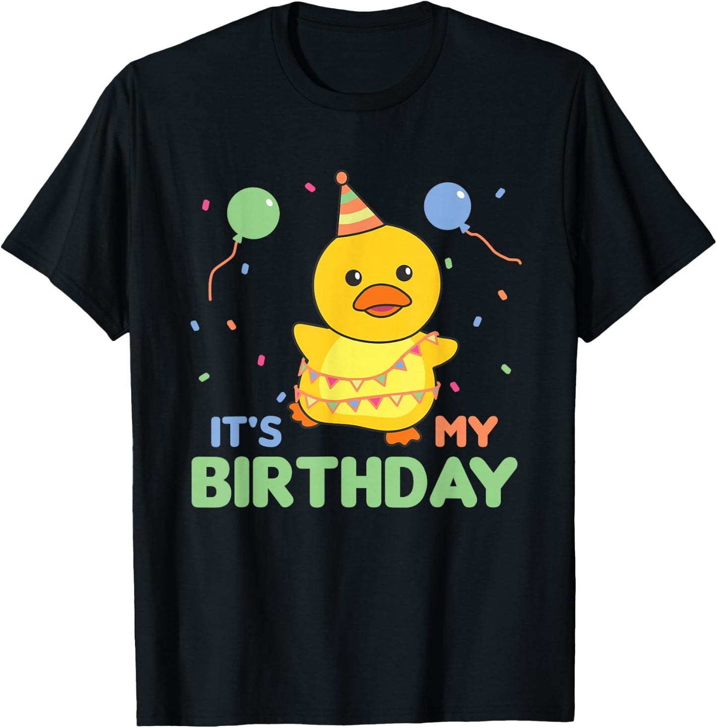 Children's Birthday Duck It's My Birthday T-Shirt - T-Shirt | Black