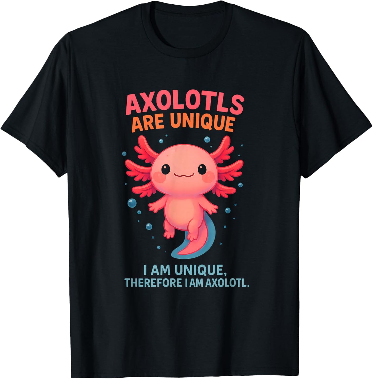 Axolotl Unique Cute Pink Blue Water Creature Individuality T-Shirt - T-Shirt | Black