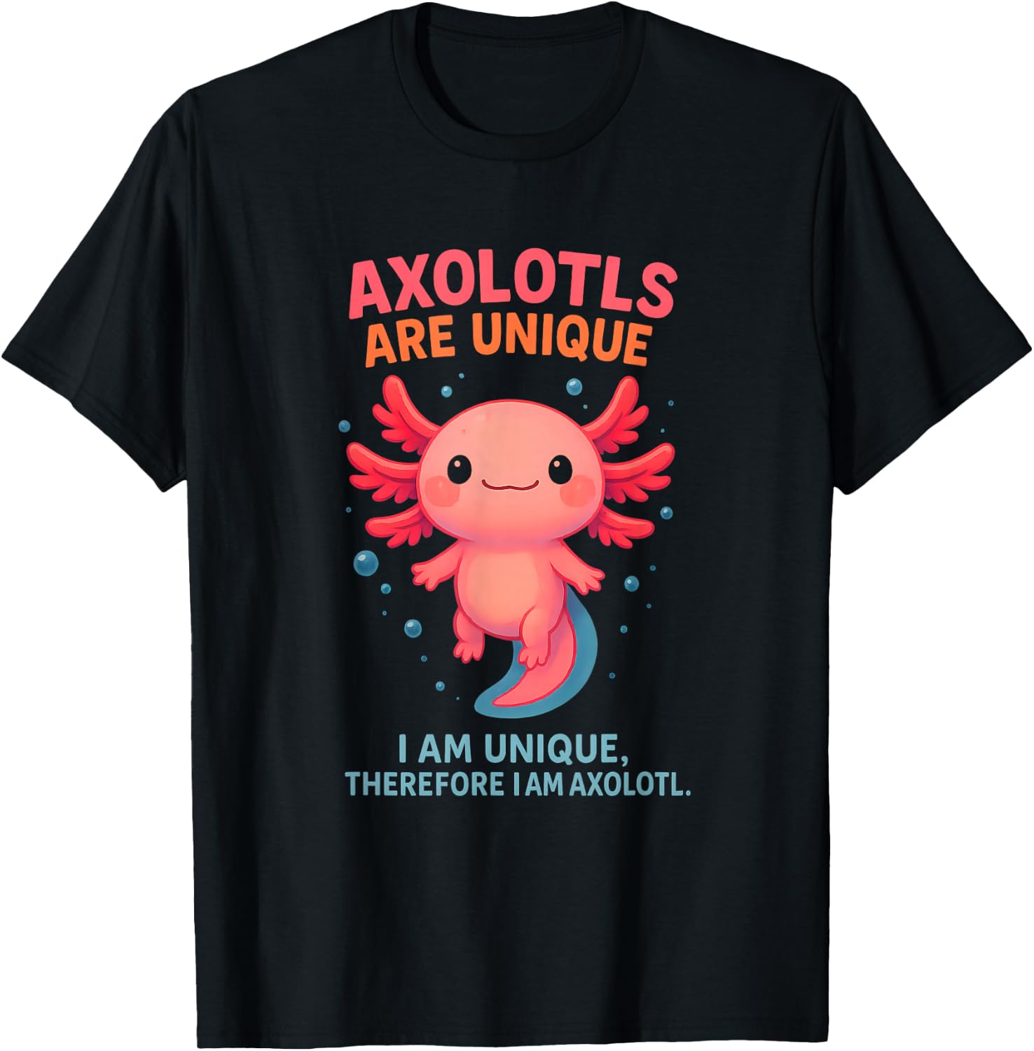 Axolotl Unique Cute Pink Blue Water Creature Individuality T-Shirt - T-Shirt | Black