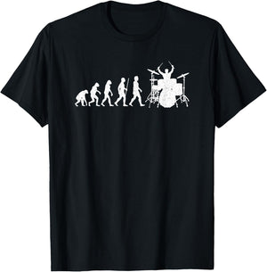 Schlagzeuger Evolution Drummer Schlagzeug Musikinstrument T-Shirt - T-Shirt | Black