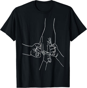 Vater und 3 Kinderhände Vatertag Für Väter Eltern Kinder T-Shirt - T-Shirt | Black