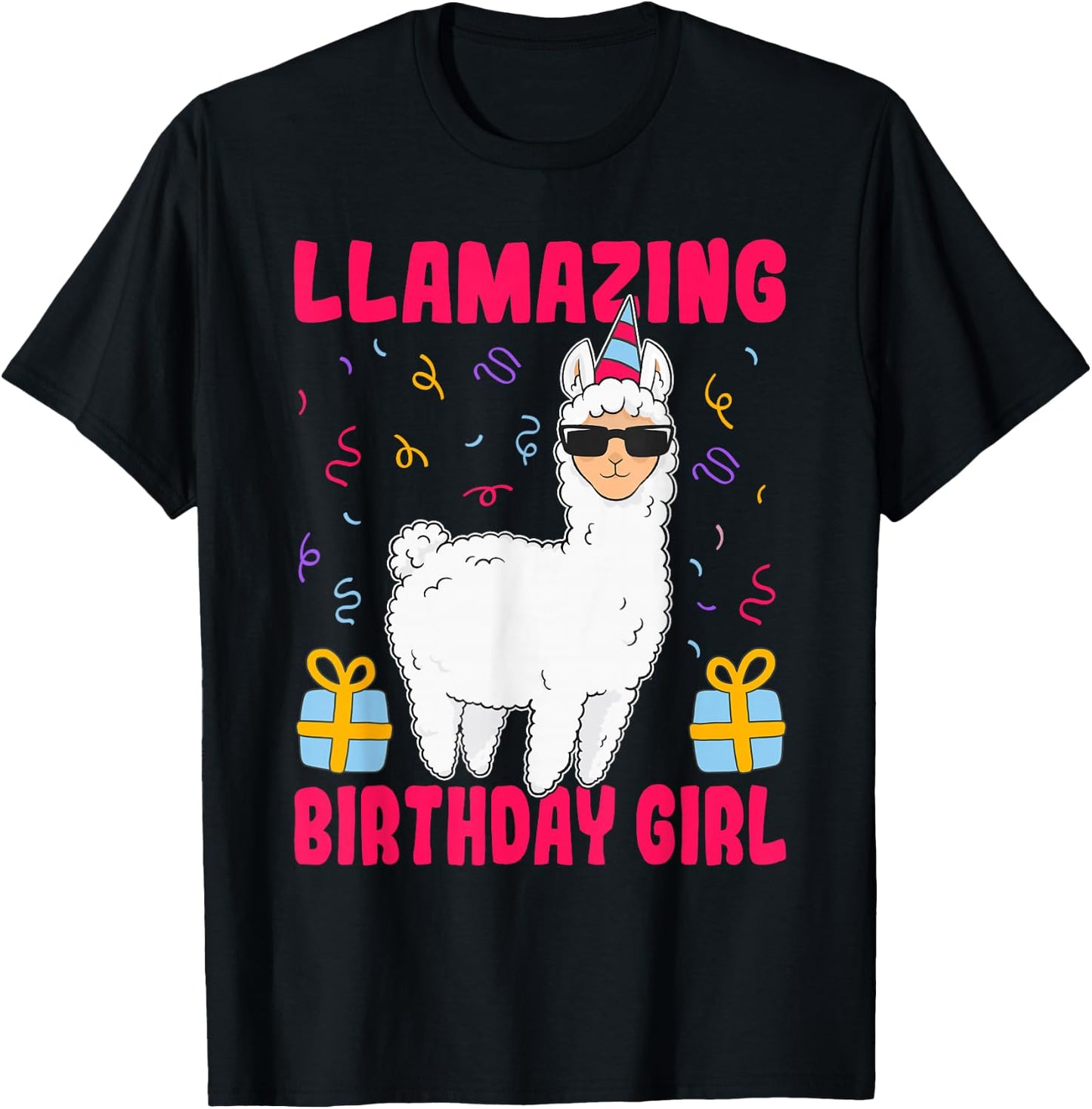Llamazing Birthday Girl Alpaca Llama Birthday T-Shirt - T-Shirt | Black