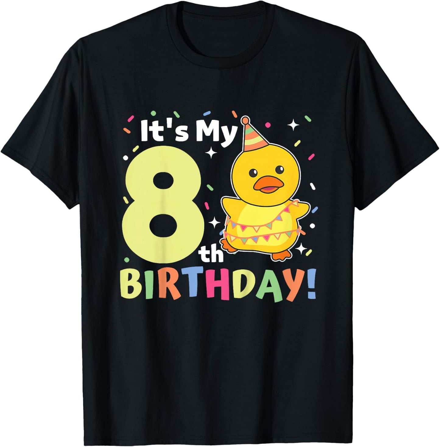 8th Birthday Duck For Children Eight Years Old T-Shirt - T-Shirt | Black