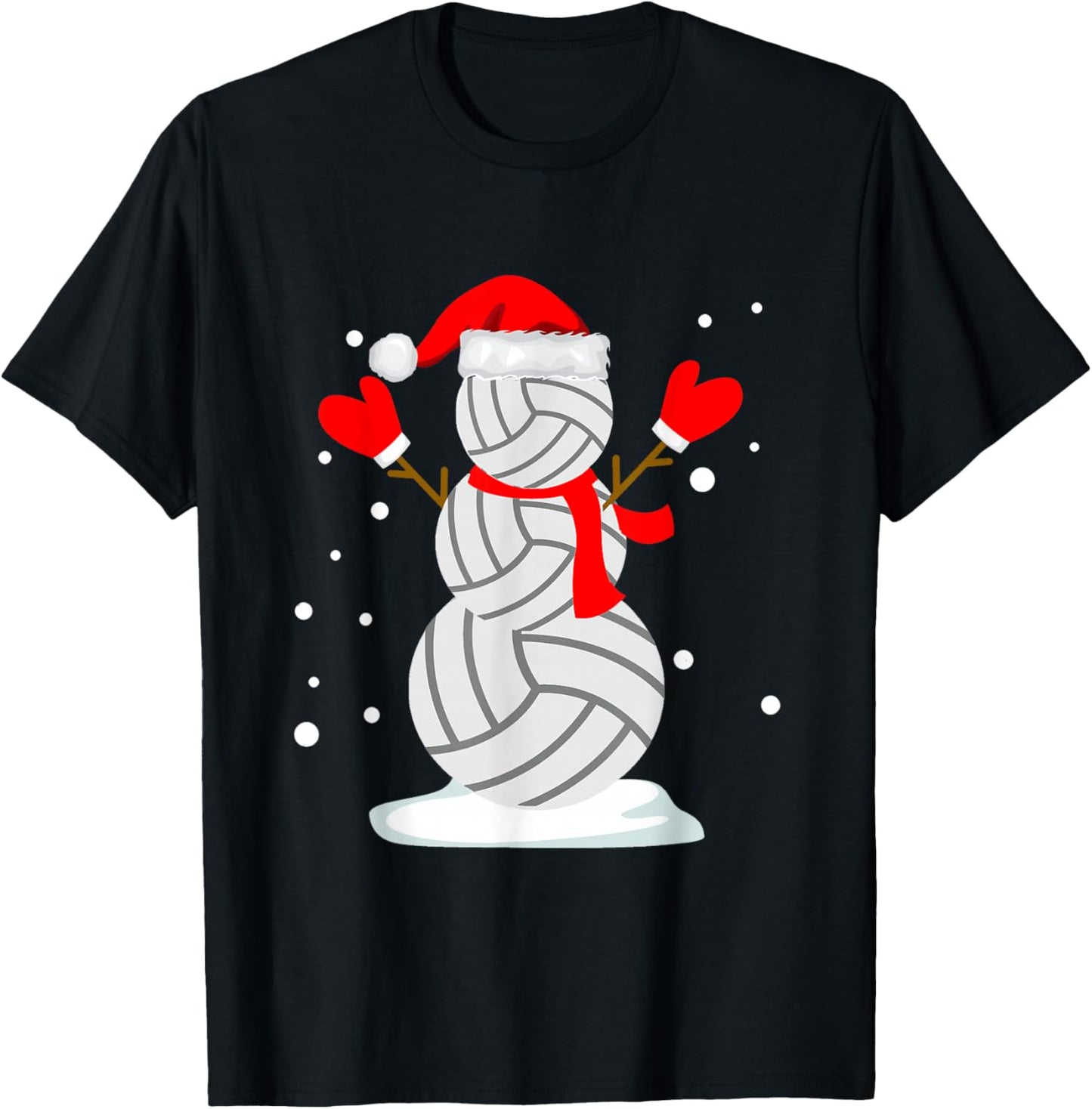 Volleyball Snowman Funny Christmas Shirts T-Shirt - T-Shirt | Black